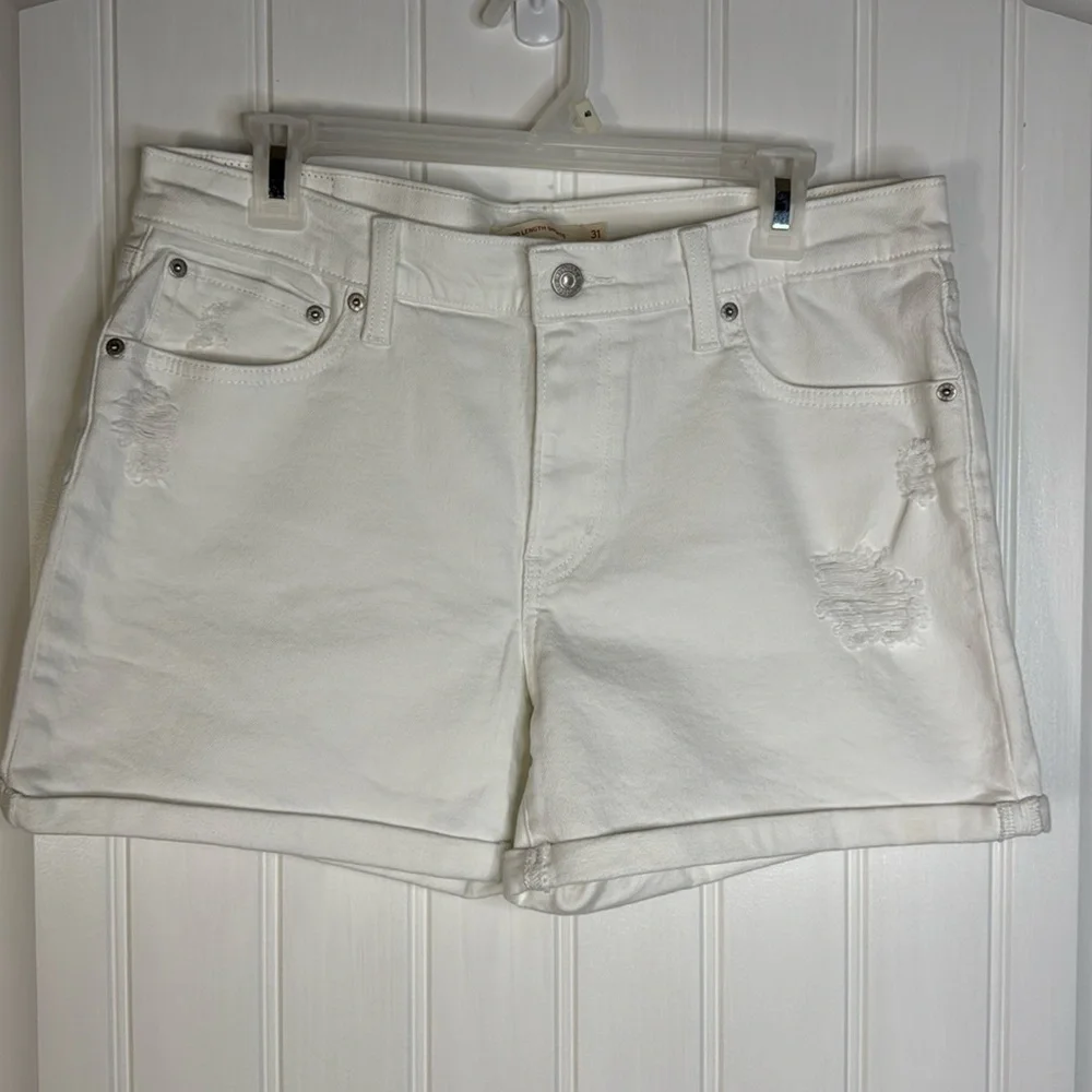 Levi's Mid Rise Mid Length Denim Shorts Women's Size 31 - Picture 3 of 13
